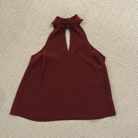 Likely Tops - Likely x Revolve Worn Once Rust Flowy Ruffle Choker Neck Tank Size Small